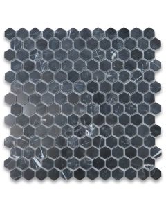 Nero Marquina 1 inch Hexagon Mosaic Tile Polished