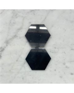 (Sample) Nero Marquina Black Marble 4 inch Hexagon Mosaic Tile Polished