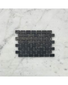 Nero Marquina Black Marble 5/8x3/4 Mini Brick Mosaic Tile Honed
