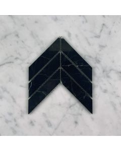 Nero Marquina Black Marble 1x4 Chevron Mosaic Tile Polished