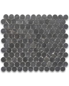 Nero Marquina Black Marble 1 inch Penny Round Mosaic Tile Polished
