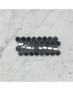 (Sample) Nero Marquina Black Marble 3/4 inch Penny Round Mosaic Tile Polished