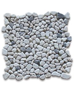 Travertine Mix Emperador Dark River Rocks Pebble Stone Mosaic Tile Tumbled