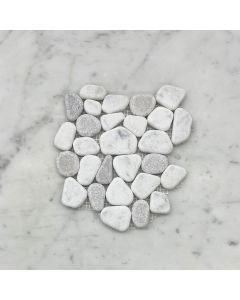 (Sample) Carrara Mix Cinderalla Grey Marble River Rocks Pebble Stone Mosaic Tile Tumbled