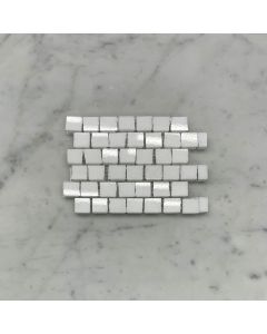 Thassos White Marble 3/4x3/4 Hand Clipped Random Broken Mosaic Tile Polished