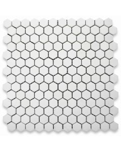 Thassos White 1 inch Hexagon Mosaic Tile Honed