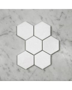 Thassos White 3 inch Hexagon Mosaic Tile Honed