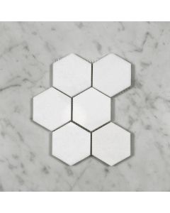 Thassos White 3 inch Hexagon Mosaic Tile Polished