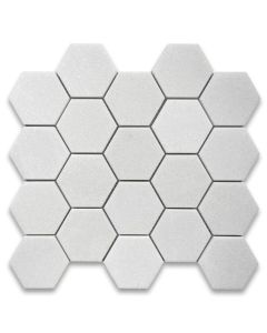 Thassos White 3 inch Hexagon Mosaic Tile Polished