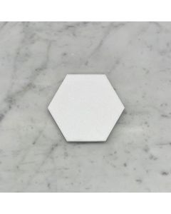 Thassos White 5 inch Hexagon Mosaic Tile Honed