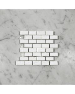Thassos White 5/8x1-1/4 Medium Brick Mosaic Tile Honed