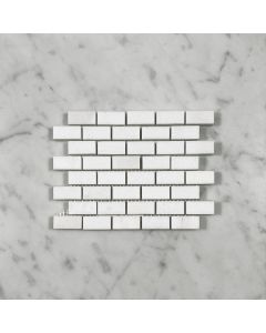 Thassos White 5/8x1-1/4 Medium Brick Mosaic Tile Polished