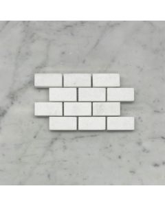 (Sample) Thassos White Marble 1x2 Medium Brick Mosaic Tile Honed
