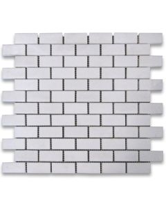 Thassos White 1x2 Medium Brick Mosaic Tile Polished
