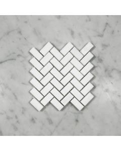 Thassos White 5/8x1-1/4 Herringbone Mosaic Tile Honed