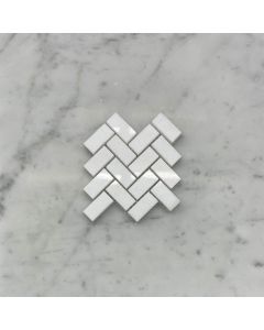 Thassos White 5/8x1-1/4 Herringbone Mosaic Tile Polished