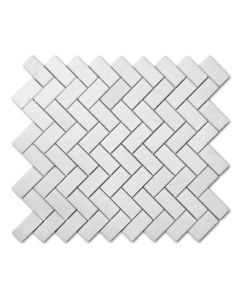 Thassos White Marble 1x2 Herringbone Mosaic Tile Honed