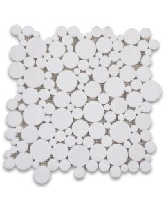 Thassos White Bubble Round Paramount Mosaic Tile Honed