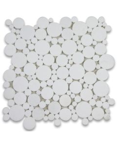Thassos White Bubble Round Paramount Mosaic Tile Polished