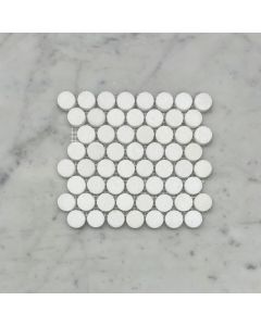 (Sample) Thassos White Marble 3/4 inch Penny Round Mosaic Tile Honed
