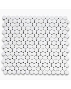 Thassos White Marble 3/4 inch Penny Round Mosaic Tile Honed