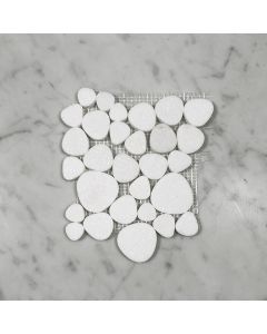 (Sample) Thassos White Marble Heart Shape Bubble Mosaic Tile Honed