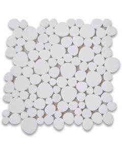 Thassos White Heart Shaped Bubble Mosaic Tile Honed