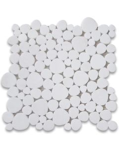 Thassos White Heart Shaped Bubble Mosaic Tile Polished
