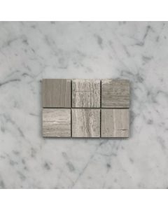White Wood Grain 2x2 Square Mosaic Tile Polished