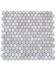 White Wood Grain 3/4 inch Penny Round Mosaic Tile Polished