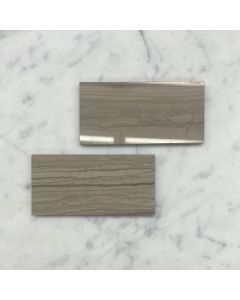 (Sample) Athens Grey Wood Grain Marble 6x12 Subway Tile Polished