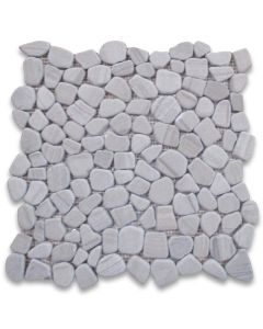 Athens Grey Wood Grain River Rocks Pebble Stone Mosaic Tile Tumbled