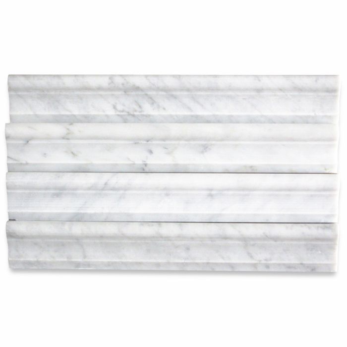 Carrara White Italian Marble Chair Rail Molding Tile - OG-1 Single Step Design (2"x12")