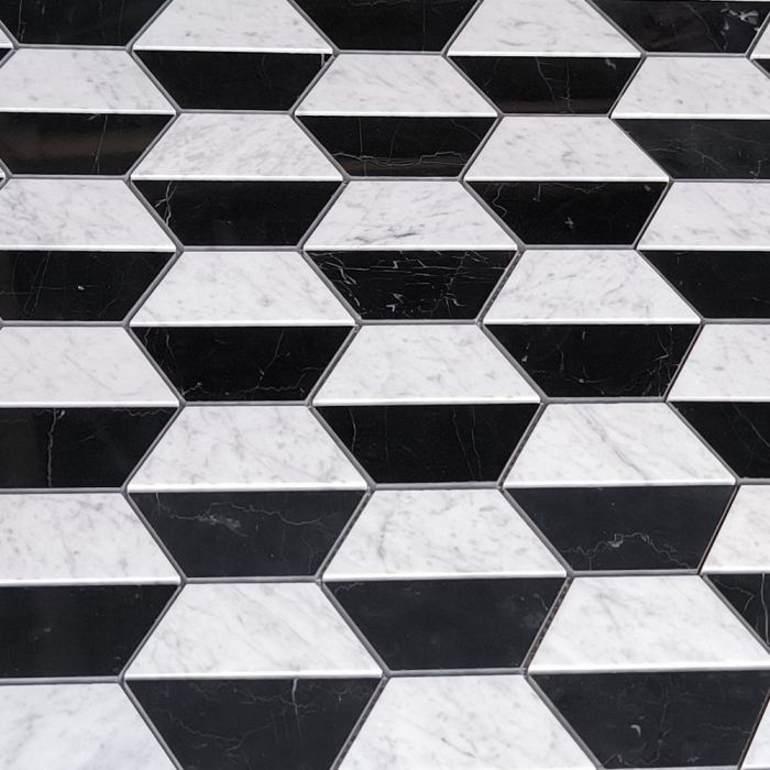 Carrara White Marble 4.5 inch Trapezoid Split Hexagon Mosaic Tile