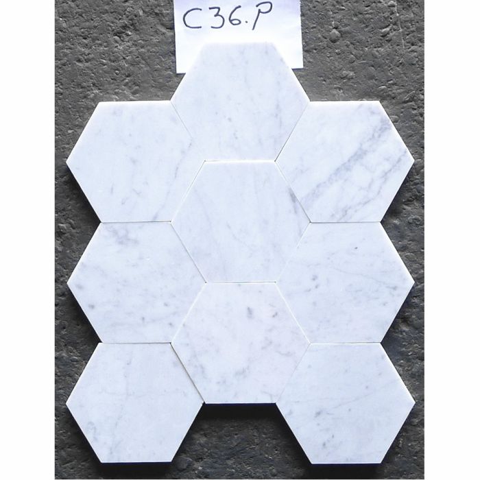 Carrara White Italian Marble Hexagon Mosaic Tile – 4 Inch Polished, For Backsplash & Flooring - View #4