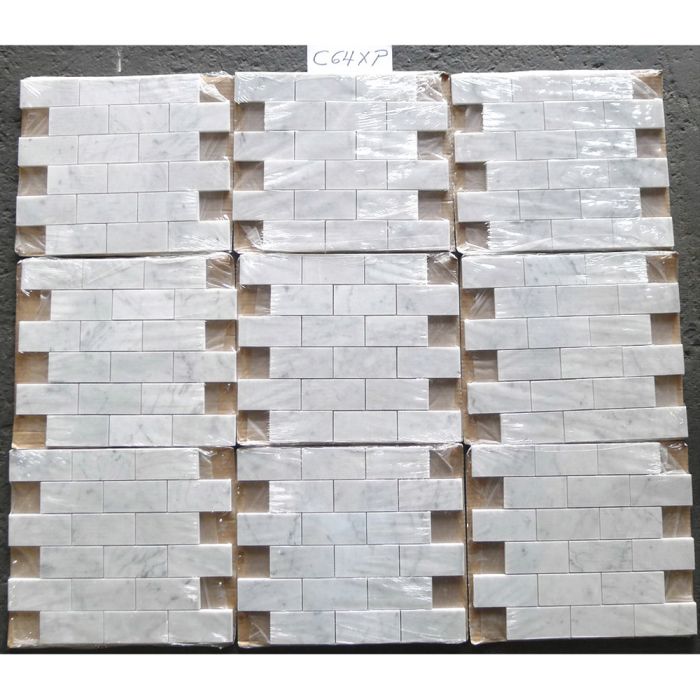 Carrara White Marble 2x4 Grand Brick Subway Mosaic Tile
