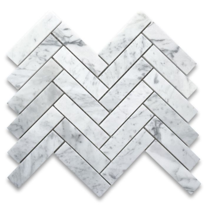 chiari　マルコ4点 Calacatta Marble 2x8 Herringbone Mosaic Tile