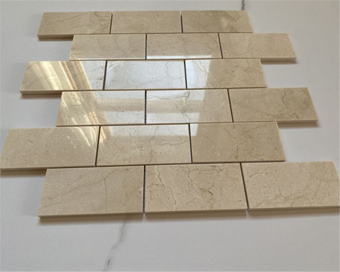 Crema Marfil Marble 2x4 Grand Brick Subway Mosaic Tile Polished