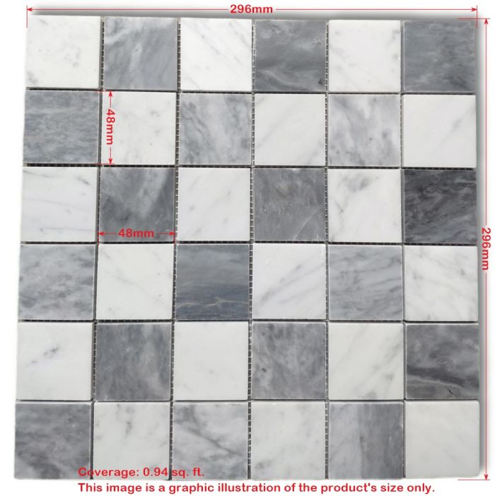 Carrara White & Bardiglio Gray Marble 2x2 Checkerboard