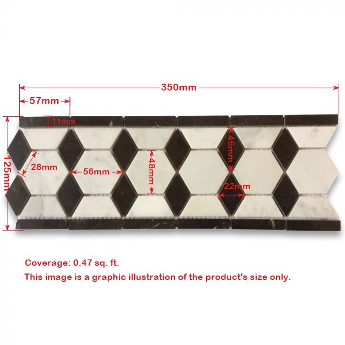 Carrara White Marble 2 inch Hexagon Mosaic Border Listello Tile