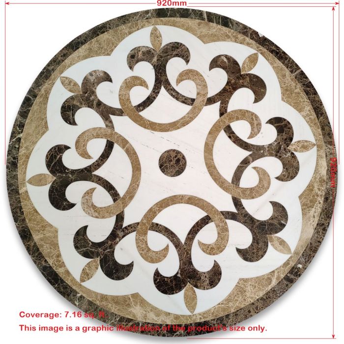 Savannah Yugoslavia White Marble Medallion Inlay Waterjet Art