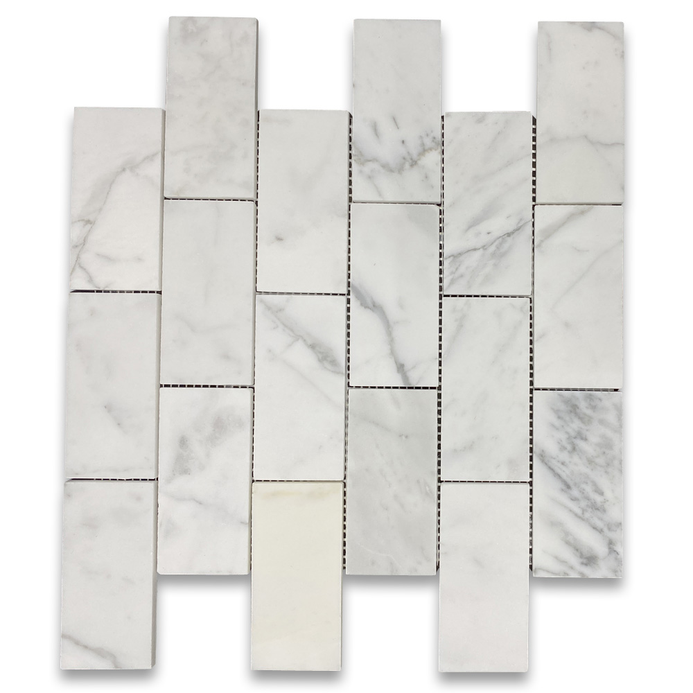 Statuary White Marble 2x4 Grand Brick Subway Mosaic Tile Honed