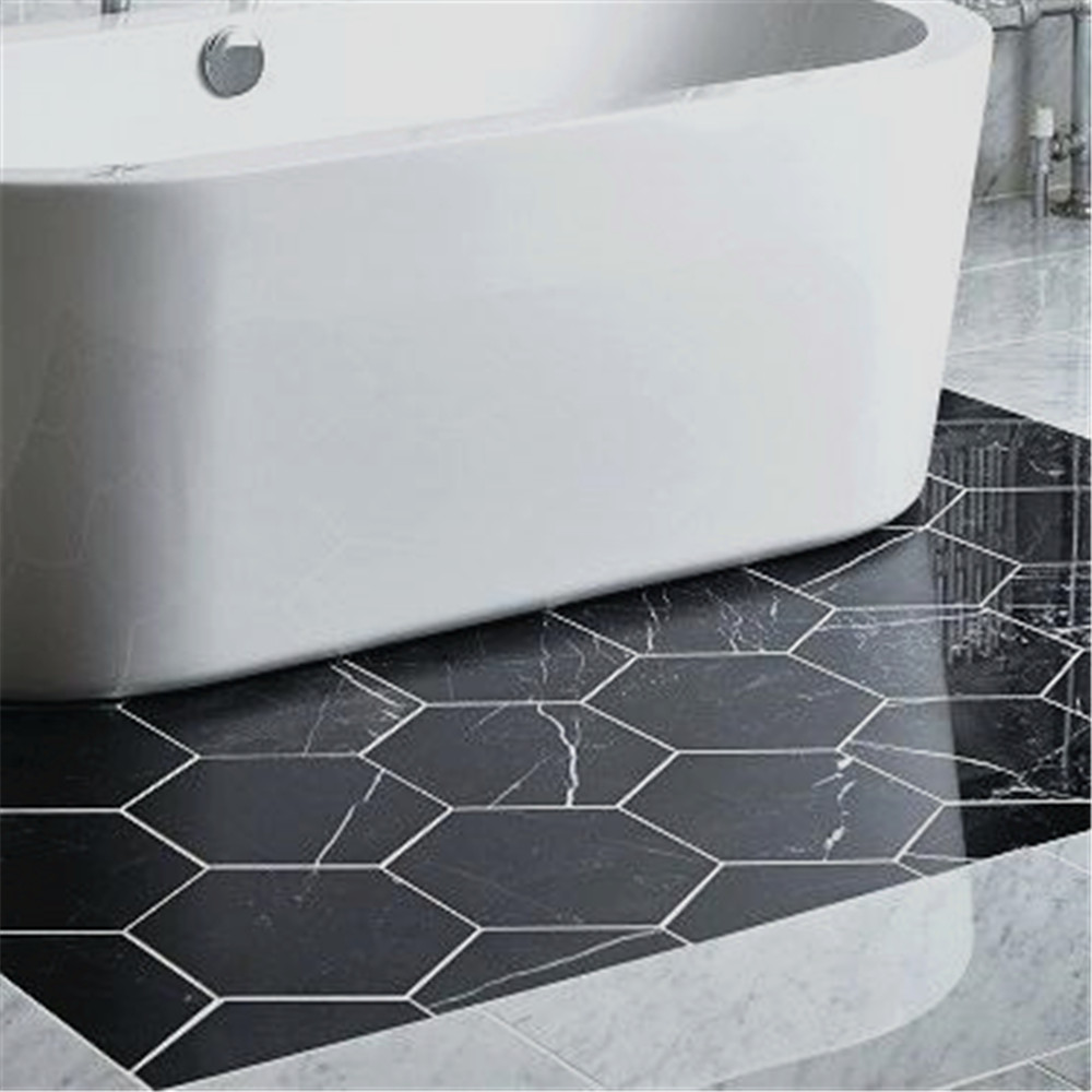 Nero Marquina Black Marble Hexagon Tile 6 inch Polished - Stone