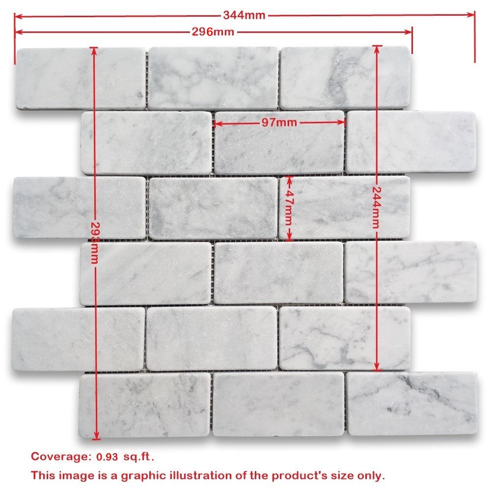 Statuary White Marble 2x4 Grand Brick Subway Mosaic Tile Honed
