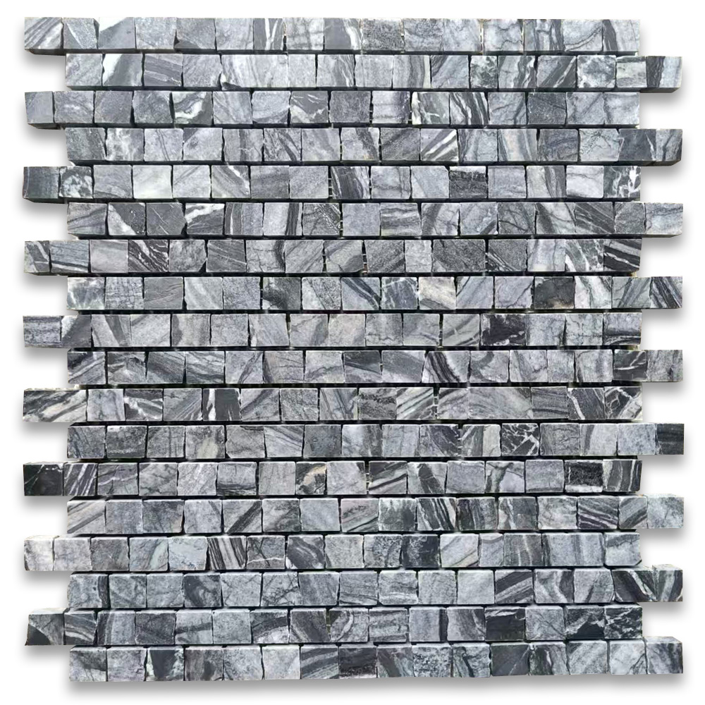 Silver Wave Black Forest Marble 3/4x3/4 Hand Clipped Random Broken