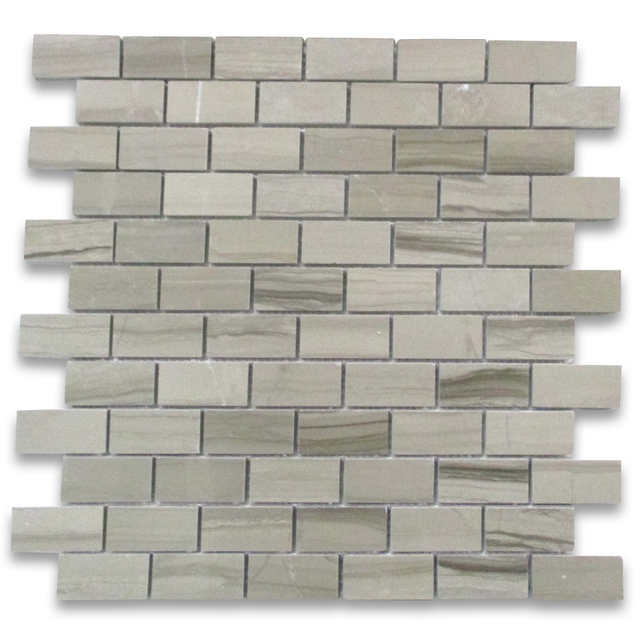Athens Grey Wood Grain Haisa Dark Marble 1x2 Medium Brick Mosaic Tile ...
